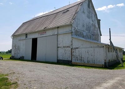 Exterior of barn before painting.