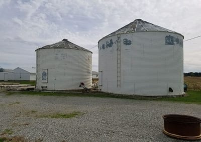 Exterior of silo before painting.
